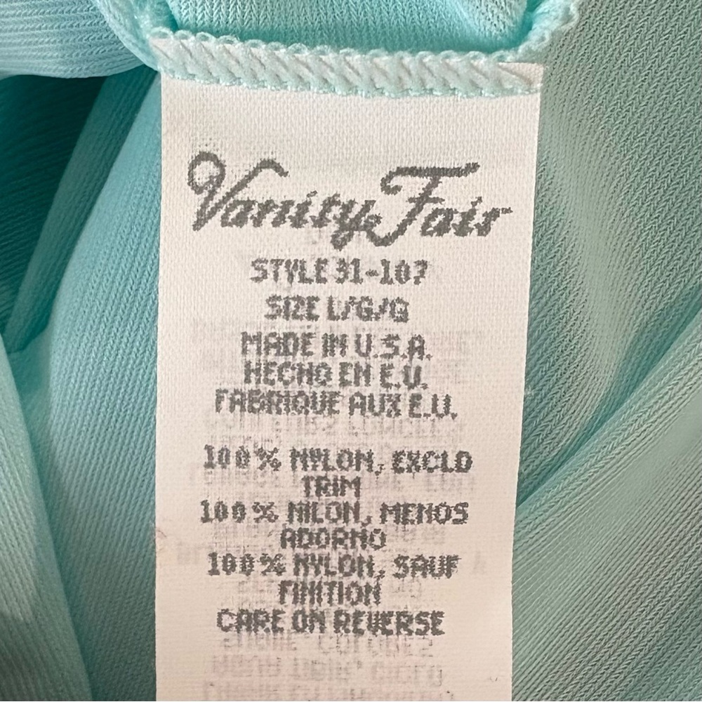 VTG Aqua Mint Blue Two-Piece Nylon Peignoir Nightgown & Robe Set Size M & L USA - Picture 16 of 17